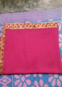 Pink Saree With Golden Border Design