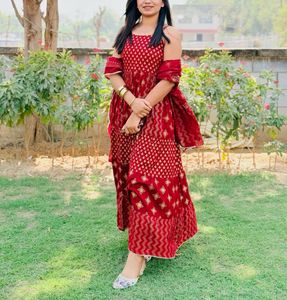Maroon red dress set