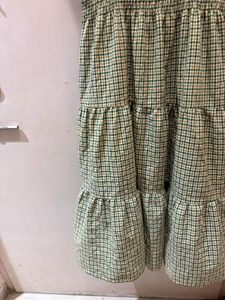 Beautiful Green Plaid Tiered Midi Dress