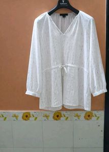 PRIMARK White V-Neck Tie-Waist Blouse