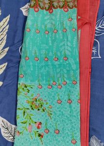 Aqua Floral Anarkali Suit