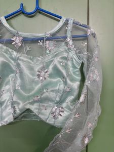 Pastel Blue Green Crop Top