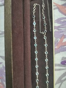 92.5 Silver Blue Topaz Anklets (3 In 1)