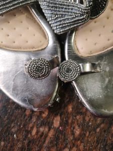Silver Beaded Thong Sandals