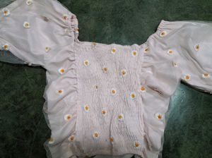 Pink Daisy Mesh Crop Top