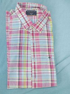 Pink Green White Multicolour Multistriped Shirt