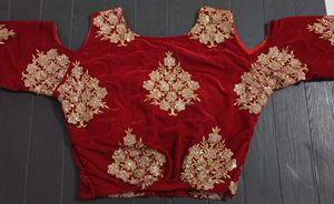 Red Velvet Embroidered Blouse