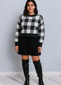 Checkered Knit Sweater