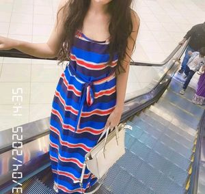 Striped Maxi Dress with Belt