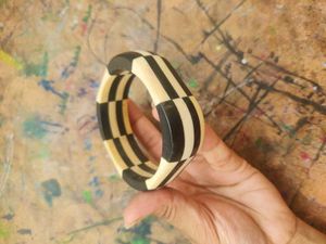Checkered black and white square bangle