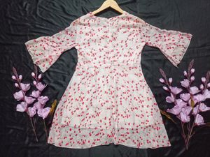 Baby Pink Cherry printed Dress