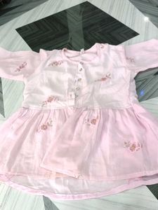 Pink Floral Embroidered Girls Dress