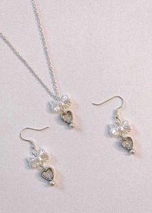 Pearl Heart Bow Jewelry Set