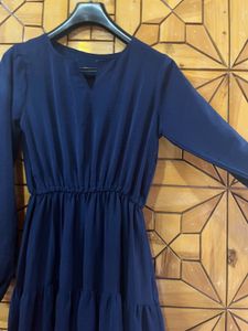 Navy Blue Tiered Midi Dress
