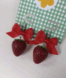 Coquette Strawberry Bow Earrings For Women 🍓🎀