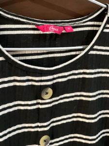 Stripped Crew-neck Black/white T-Shirt