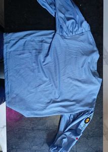 Blue Floral Embroidered Long Sleeve Top