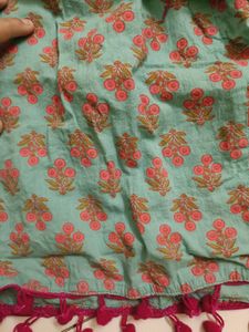 Floral Printed Peplum Top with Tassels