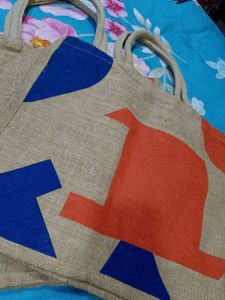 Jute Tote Bag with Colorful Design