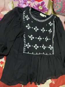 Black Embroidered Top