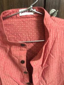 Fabindia Orange Cotton Short Kurta
