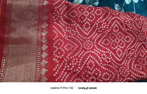 Red Cotton Joint  Bandhni Saree