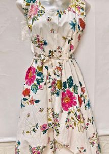 New High Low Floral Print Dress For Medium Size