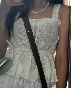 White Lace Peplum Top