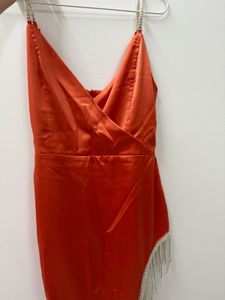Orange V-Neck Dress