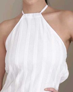 Chic White Halter Mini Dress