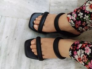 Black Square Toe Sandals
