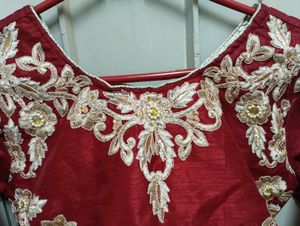 Pakistani Embroidered Red Lahenga Top