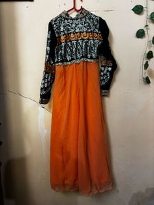 Orange &amp; Black Anarkali