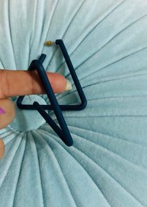 Navy Blue Geometric Acrylic Triangle Hoop Earrings