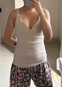 H&amp;M / HnM Rib-knit Sweetheart Neck Top