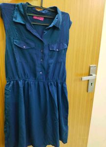 Blue Cinched Waist Dress