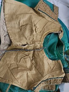 Peacock Colour Thread Work Design Saree