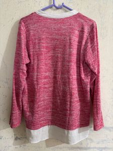 Pink V-Neck Layered Top
