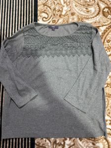 Grey Lifestyle Embroidered Winter Top