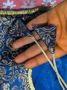Royal Blue Banarasi Blouse With Golden Detailing