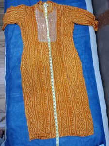 🥭Vibrant Marigold Bandhani cotton Kurta Set🥭🧡