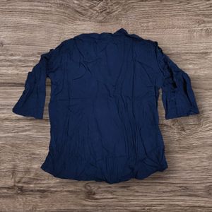Navy Bell Sleeve Blouse