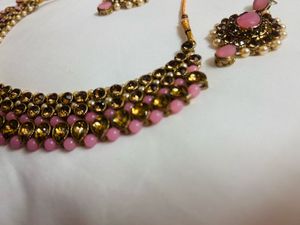Pink &amp; Gold Indian Jewelry Set
