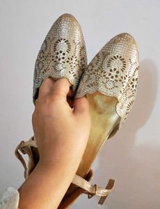 Mesh Gold Mules