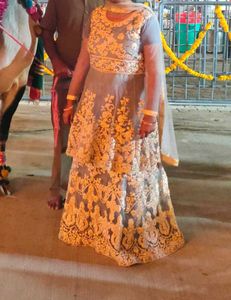 Grey & Gold Embroidered Lehenga Choli