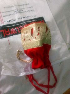 Red & Gold Potli Bag