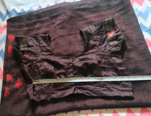 Beautiful Brown Saree With Blouse