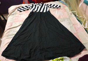 Black &amp; White Striped Maxi Dress