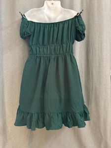 Plus Size Off Shoulder Green Mini Dress For Women