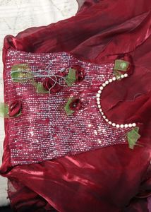 Gown For Girls In Maroon Colour With Good Design
